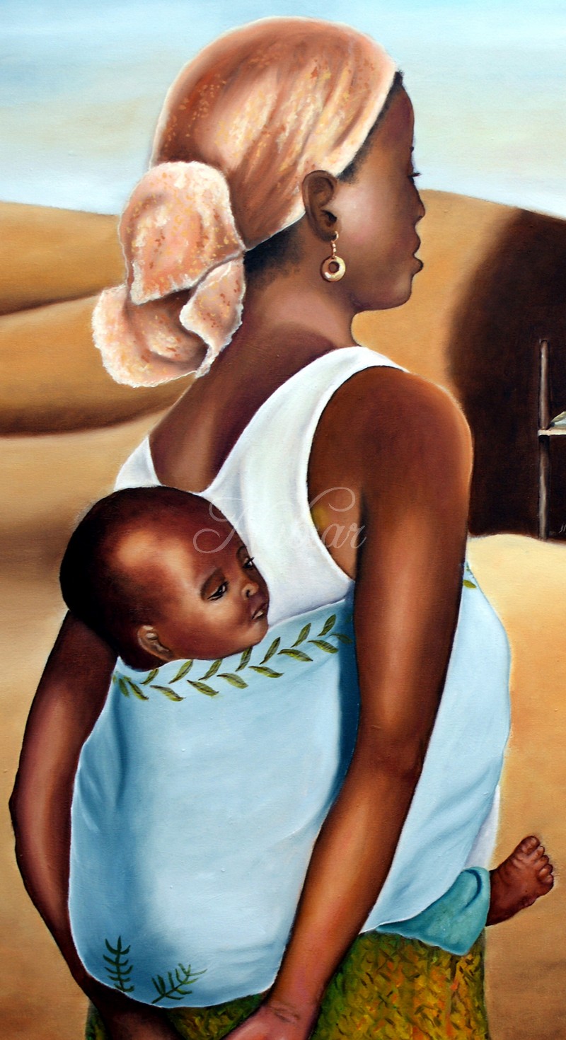 Schilderij moeder en kind Afrika